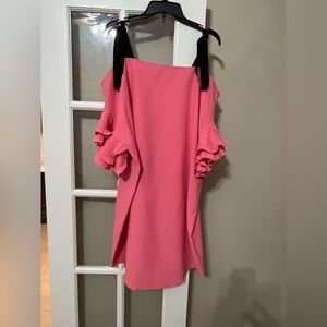 Off shoulder with ties salmon colored dress